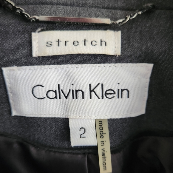 Calvin Klein Gray Double-Breasted Blazer Size 2 - Picture 2 of 6